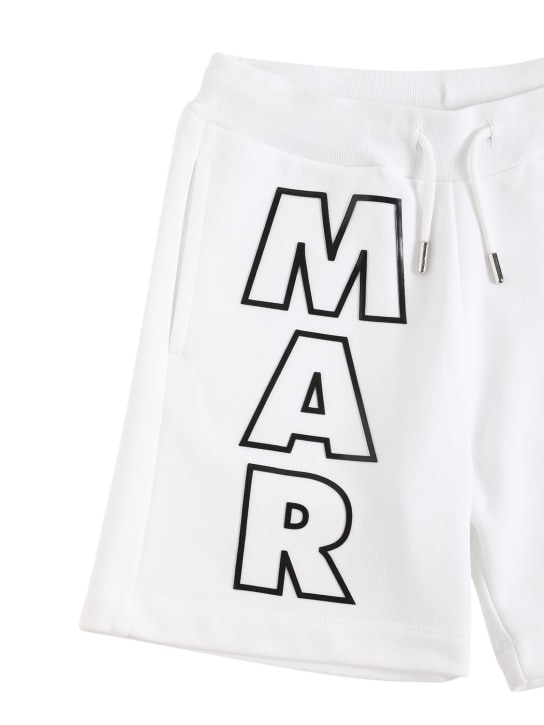 Marni Junior: Logo print cotton shorts - White - kids-girls_1 | Luisa Via Roma