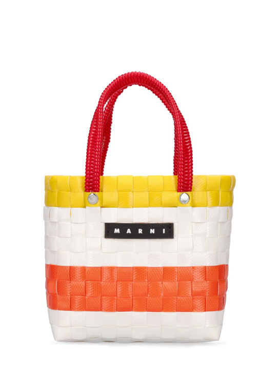 Marni Junior: Color block woven tote bag w/ logo - Multicolor - kids-girls_0 | Luisa Via Roma