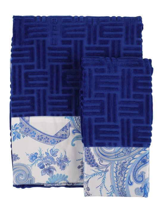 Etro: 毛巾2条套装 - 蓝色 - ecraft_0 | Luisa Via Roma