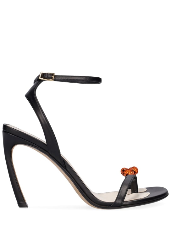 Lanvin: 95mm Swing leather high heel sandals - Black - women_0 | Luisa Via Roma