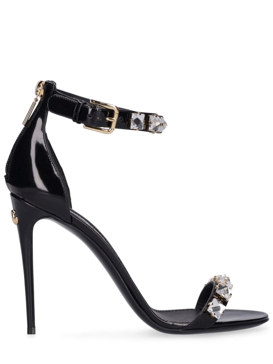 Dolce&Gabbana: Sandales en cuir verni embelli 105 mm - Noir - women_0 | Luisa Via Roma