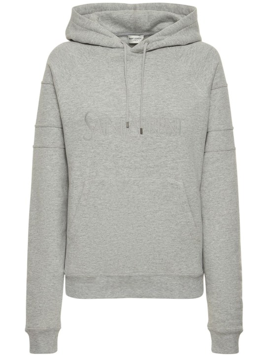 Saint Laurent: Reglan cotton hoodie - Grey - women_0 | Luisa Via Roma