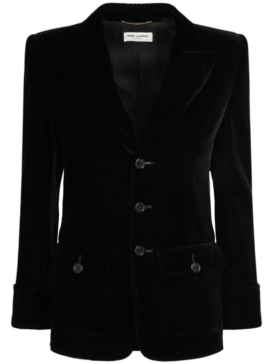Saint Laurent: Velvet blazer jacket - Black - women_0 | Luisa Via Roma