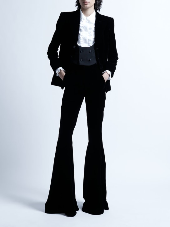 Saint Laurent: Velvet blazer jacket - Black - women_1 | Luisa Via Roma