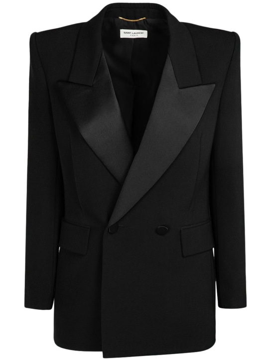 Saint Laurent: Grain de poudre tailored blazer - Black - women_0 | Luisa Via Roma