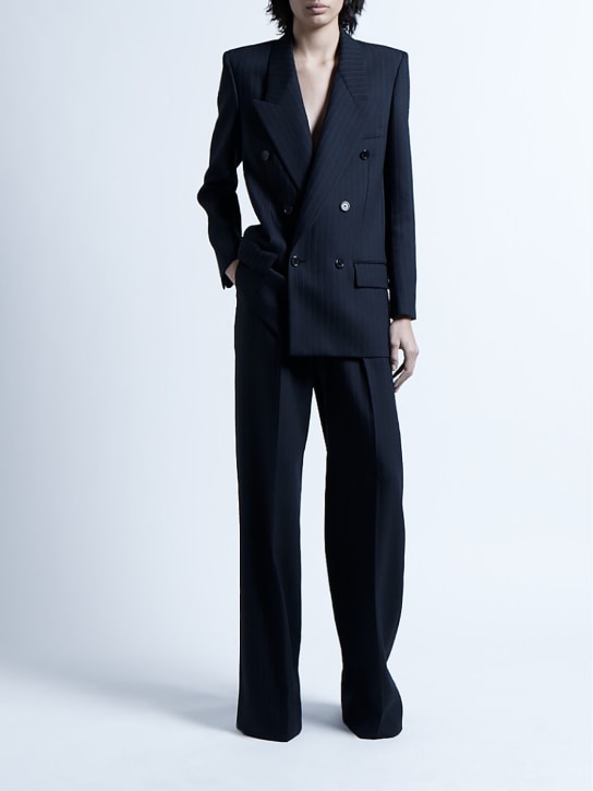 Saint Laurent: Wool blend blazer - Blue/Grey - women_1 | Luisa Via Roma