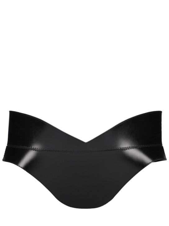 Alexander McQueen: Cintura corsetto in pelle - Nero - women_0 | Luisa Via Roma