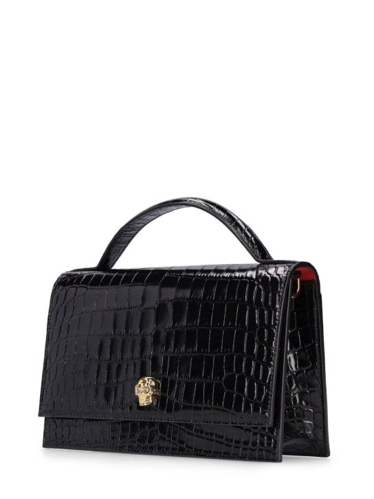 Alexander McQueen: Medium Skull leather top handle bag - Black - women_1 | Luisa Via Roma