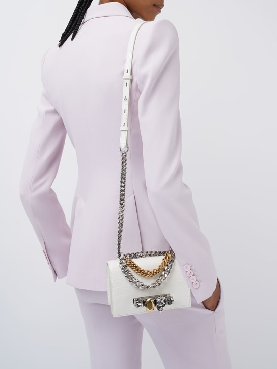 Alexander McQueen: Mini Jewelled Satchel leather bag - Soft Ivory - women_1 | Luisa Via Roma