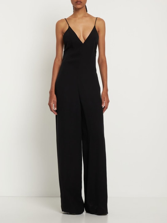 Valentino: Silk cady couture open back jumpsuit - Black - women_1 | Luisa Via Roma