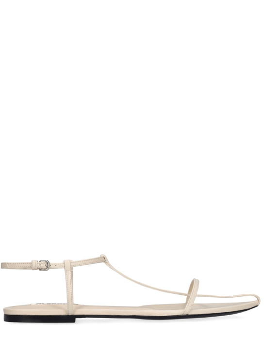 Jil Sander: 10mm Leather T-bar sandals - Light Beige - women_0 | Luisa Via Roma