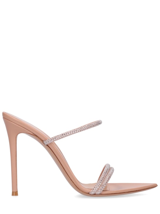 Gianvito Rossi: 105mm Cannes crystal & leather sandals - Nude - women_0 | Luisa Via Roma
