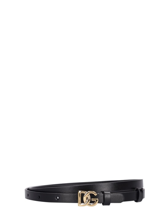 Dolce&Gabbana: 1cm breiter Ledergürtel mit Logo - Schwarz - women_0 | Luisa Via Roma