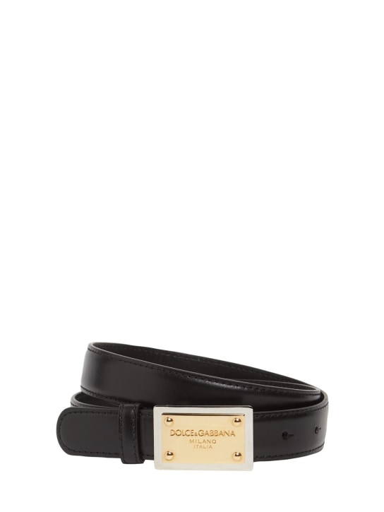 Dolce&Gabbana: Cinturón de piel con logo 2,5cm - Negro - women_0 | Luisa Via Roma