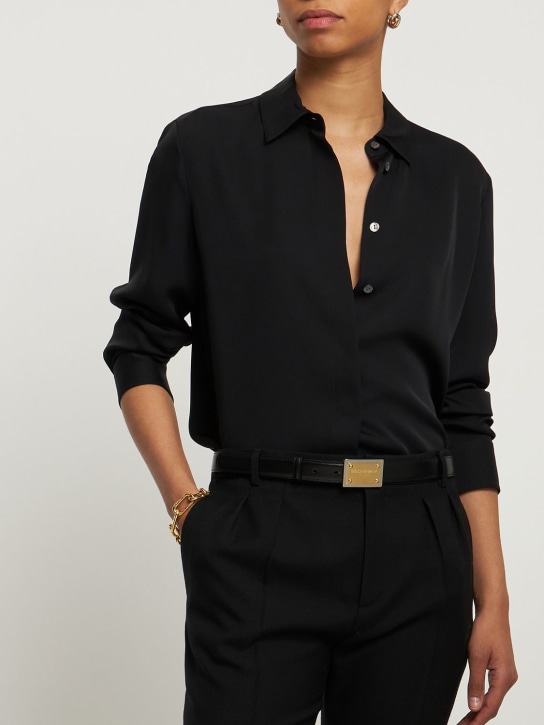 Dolce&Gabbana: Cinturón de piel con logo 2,5cm - Negro - women_1 | Luisa Via Roma