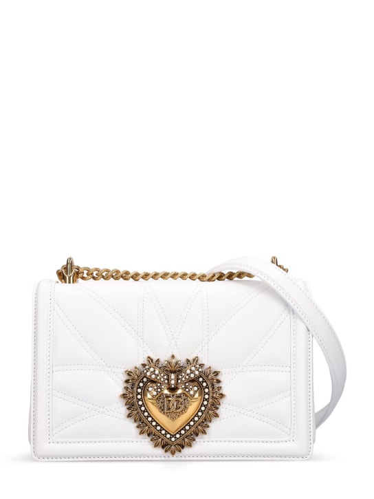 Dolce&Gabbana: Devotion leather shoulder bag - White - women_0 | Luisa Via Roma
