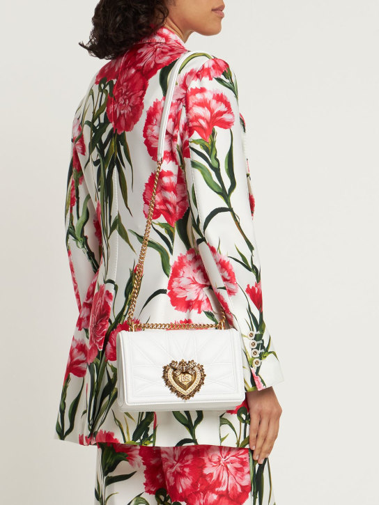 Dolce&Gabbana: Devotion leather shoulder bag - White - women_1 | Luisa Via Roma