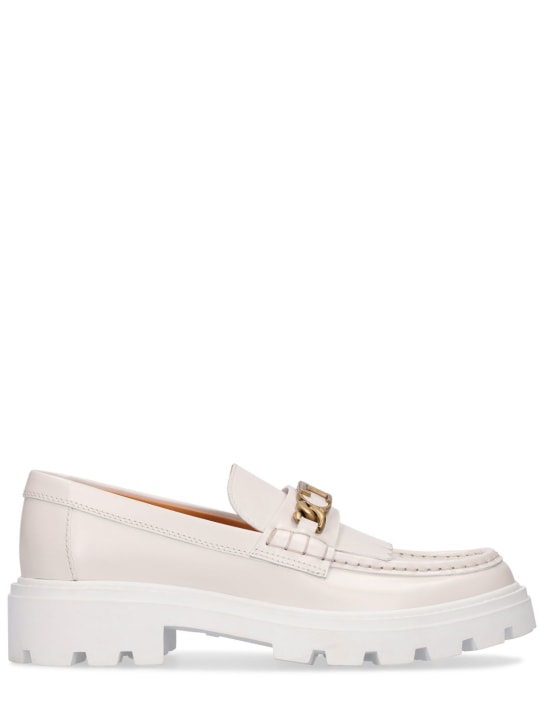 Tod's: 30mm Chunky leather loafers - White - women_0 | Luisa Via Roma
