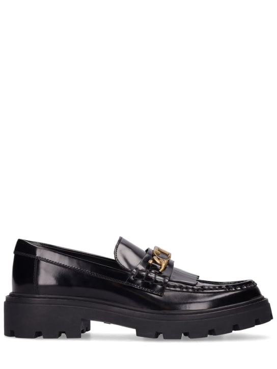 Tod's: 30mm Brushed leather loafers - Black - women_0 | Luisa Via Roma
