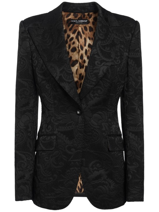Dolce&Gabbana: Blazer de jacquard - Negro - women_0 | Luisa Via Roma