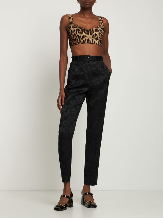 Dolce&Gabbana: High rise jacquard straight pants - Black - women_1 | Luisa Via Roma