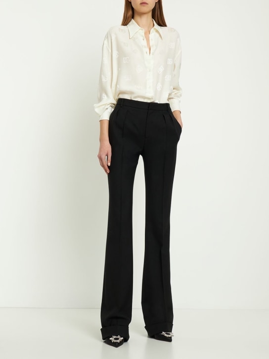 Dolce&Gabbana: Camisa de seda jacquard - Blanco - women_1 | Luisa Via Roma