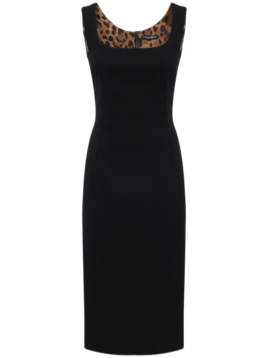 Dolce&Gabbana: Vestido midi de cady de lana stretch - Negro - women_0 | Luisa Via Roma