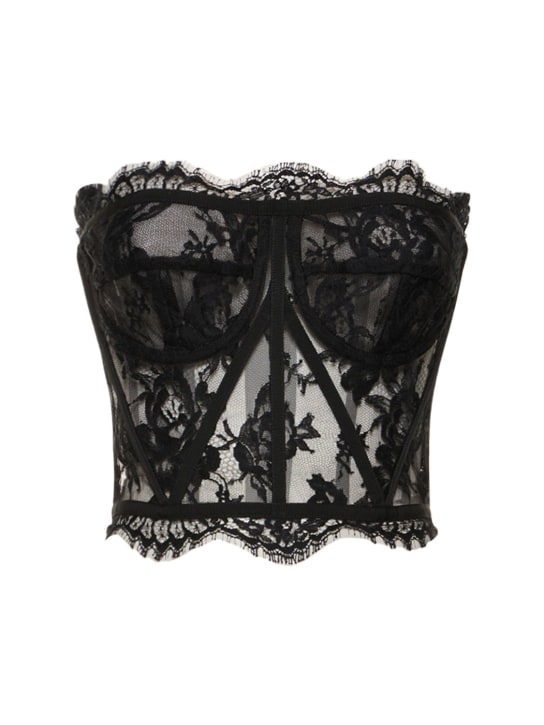 Dolce&Gabbana: Lace corset top - Black - women_0 | Luisa Via Roma