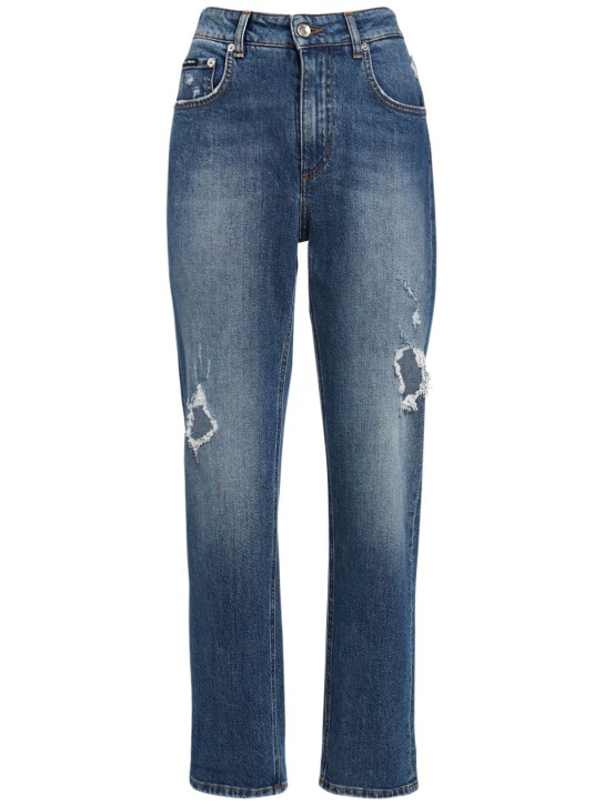 Dolce&Gabbana: Distressed denim boyfriend jeans - Denim - women_0 | Luisa Via Roma