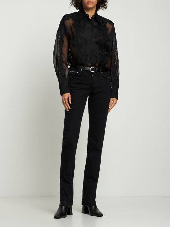 Dolce&Gabbana: Jeans skinny vita media in denim - Nero - women_1 | Luisa Via Roma