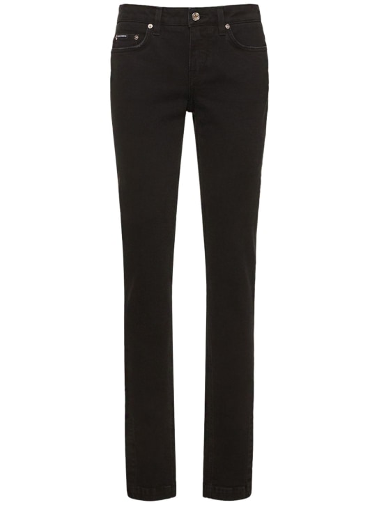 Dolce&Gabbana: Mid rise denim skinny jeans - Black - women_0 | Luisa Via Roma