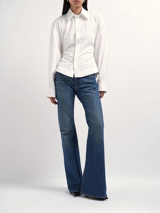 Bottega Veneta: 콤팩트 코튼 셔츠 - 백악 - women_1 | Luisa Via Roma