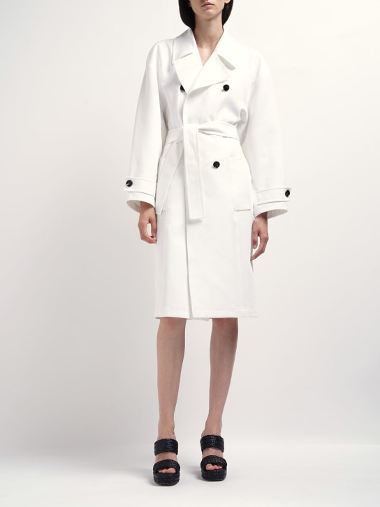 Bottega Veneta: Cotton trench coat - White - women_1 | Luisa Via Roma