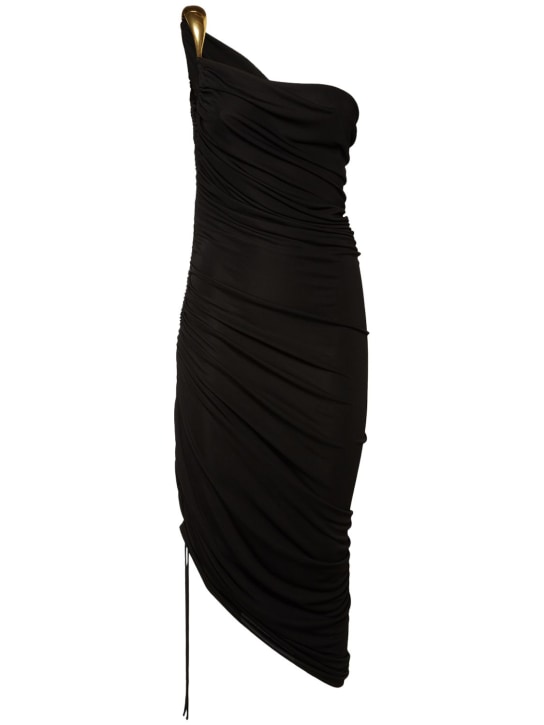 Bottega Veneta: Viscose mini dress - Black - women_0 | Luisa Via Roma