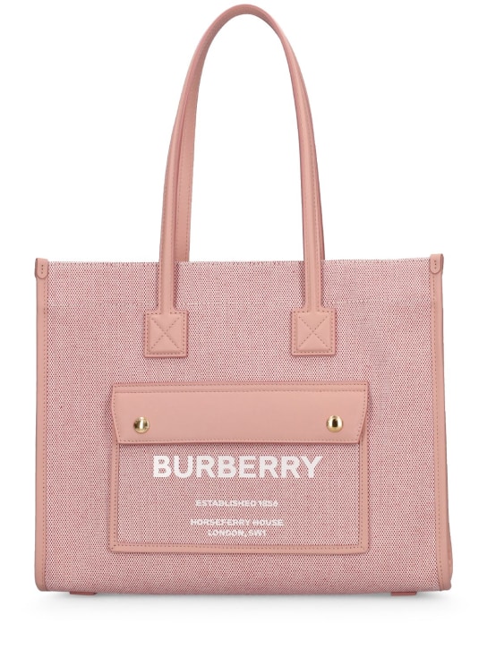 Petit Sac Cabas En Cuir Et Toile Freya Burberry Femme Luisaviaroma