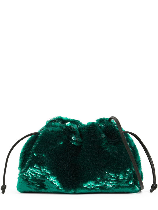 Bottega Veneta: The Mini sequined pouch - Dark Green - women_0 | Luisa Via Roma