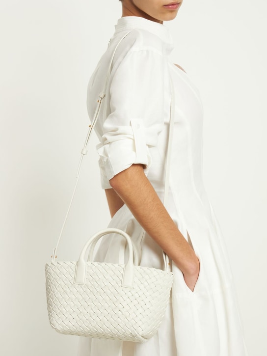 Bottega Veneta: Cabat leather top handle bag - White - women_1 | Luisa Via Roma