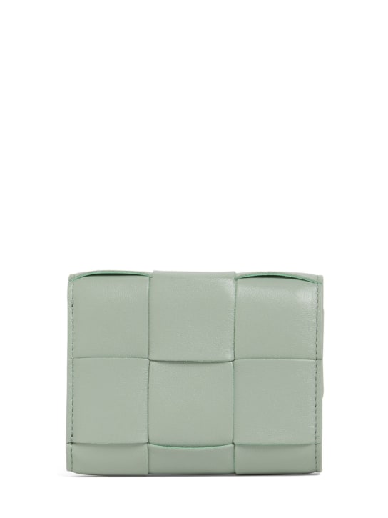 Bottega Veneta: Cassette leather trifold zip wallet - New Sauge - women_1 | Luisa Via Roma