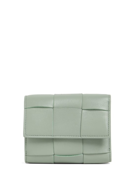 Bottega Veneta: Cassette leather trifold zip wallet - New Sauge - women_0 | Luisa Via Roma