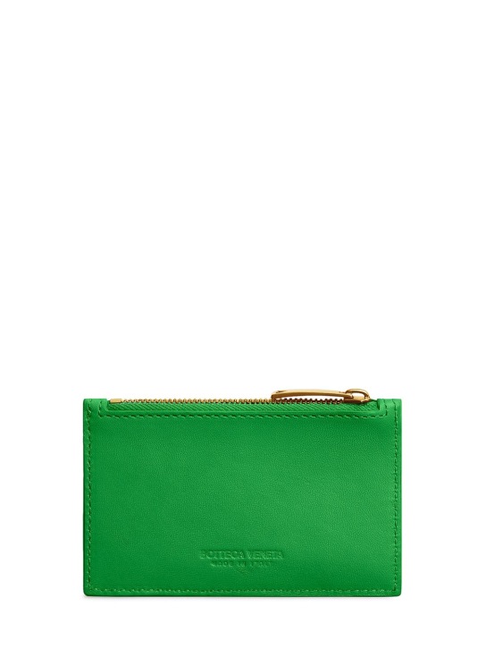 Bottega Veneta: Zipped leather card case - Parakeet - women_1 | Luisa Via Roma