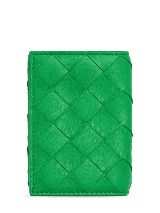 Bottega Veneta: Intrecciato leather tiny tri-fold wallet - Parakeet - women_0 | Luisa Via Roma