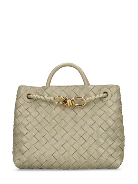Bottega Veneta: Small Andiamo leather top handle bag - Travertine - women_0 | Luisa Via Roma