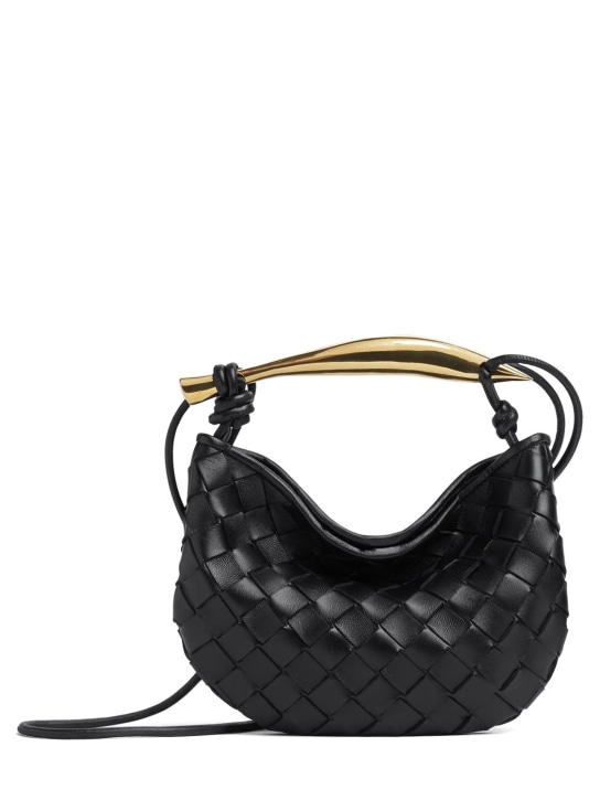 Bottega Veneta: Mini Sardine leather crossbody bag - Black - women_0 | Luisa Via Roma