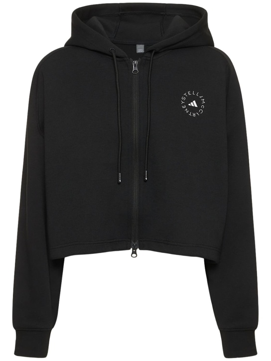 adidas By Stella McCartney: ASMC sportswear cropped hoodie - Black - women_0 | Luisa Via Roma