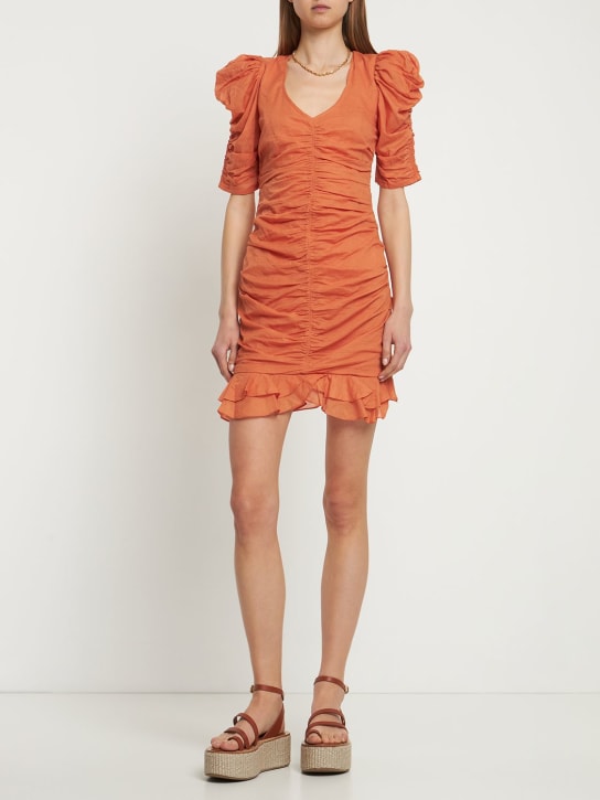 Marant Etoile: Vestito Sireny in voile di cotone - Arancione - women_1 | Luisa Via Roma