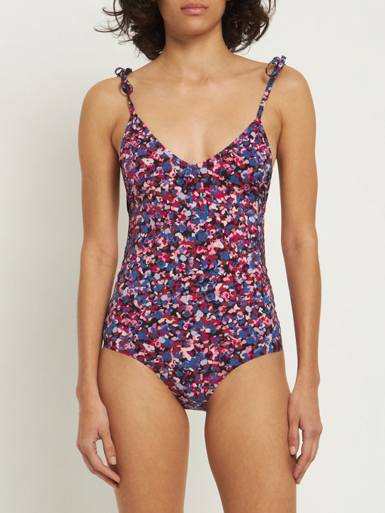 Marant Etoile: Swan printed one piece swimsuit - Pink /Blue - women_1 | Luisa Via Roma