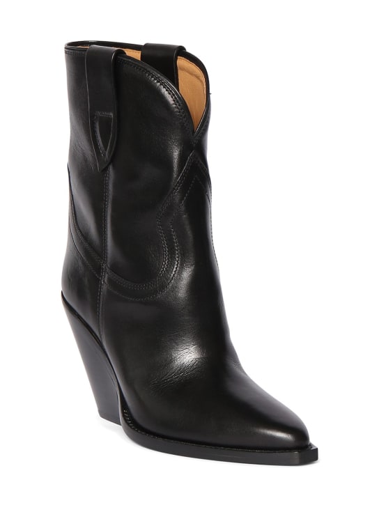 Isabel Marant: 90mm Leyane-Gz leather ankle boots - Black - women_1 | Luisa Via Roma