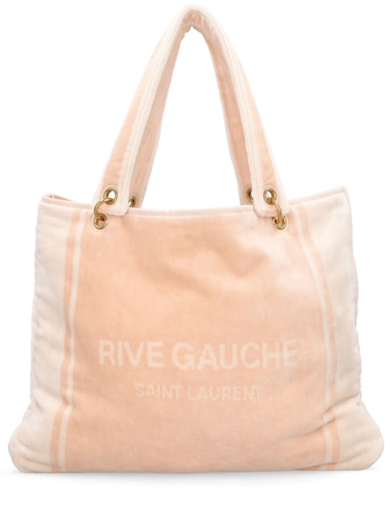 Saint Laurent: Rive Gauche toweling tote bag - Pink - women_0 | Luisa Via Roma