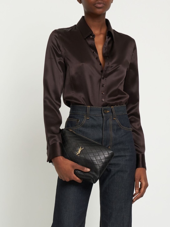 Saint Laurent: Gaby leather pouch - Black - women_1 | Luisa Via Roma