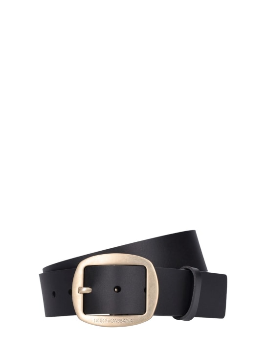 Dolce&Gabbana: Cintura in pelle 4cm - Nero - men_0 | Luisa Via Roma